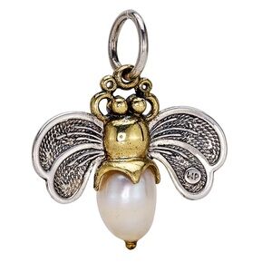 Waxing Poetic Bee Brave Honeypearl Charm Sterling/Brass